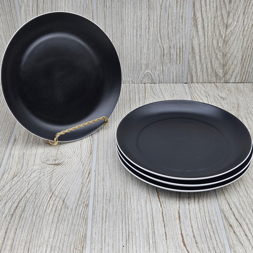 Block Bidasoa Espana Noche Black Matte 6" Bread Butter Plates Set of 4 Spain